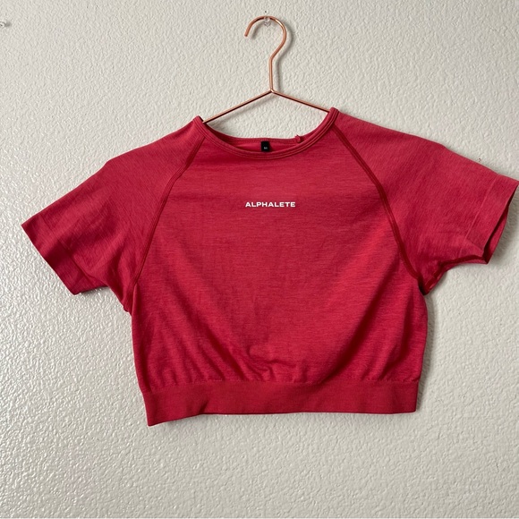 Alphalete short sleeve crop logo tee top red seamless - Picture 4 of 7